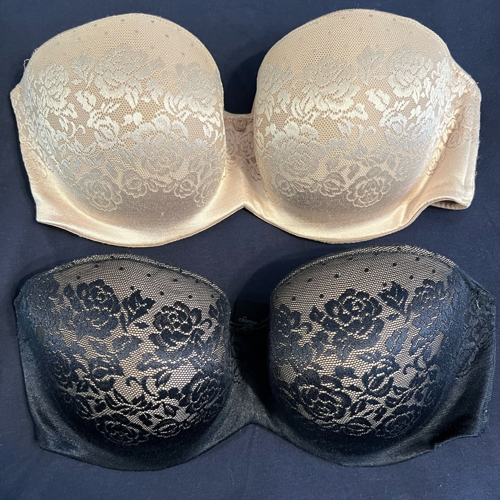 Soma Strapless Bras- black and beige- new